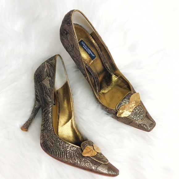 Dolce & Gabbana Leaf Jacquard Heels - Picture 1 of 8
